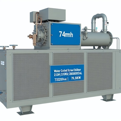 Un bon prix. Chiller à vis refroidi à l'eau de 74m3/h 210HP 330KW/283800Kcal 79,6KW Compresseur en ligne